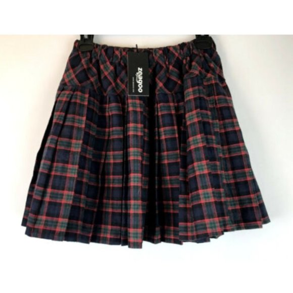 Zeagoo Dresses & Skirts - NEW  Zeagoo Pleated Elastic Waist Tartan Skirt NWT